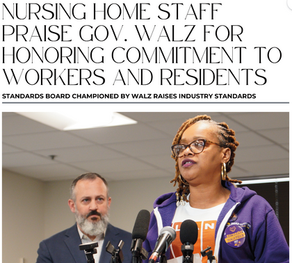 SEIU HCMNIA Run Statewide Ads Thanking Gov. Walz as Nursing Home Standards Board Votes to Implement Groundbreaking Policy Changes